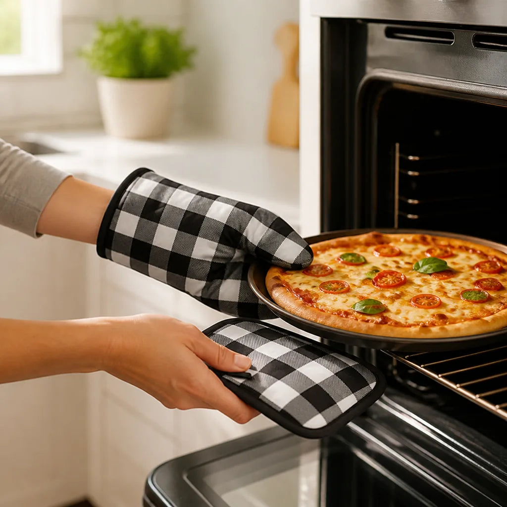Oven Mitt & Pot Holder Quilted Insulated Cotton Machine Washable
