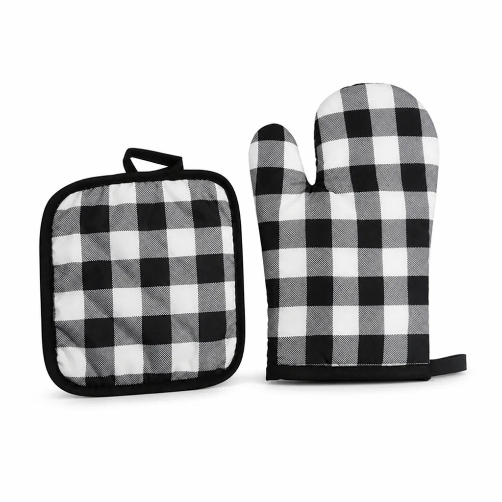 Oven Mitt & Pot Holder Quilted Insulated Cotton Machine Washable
