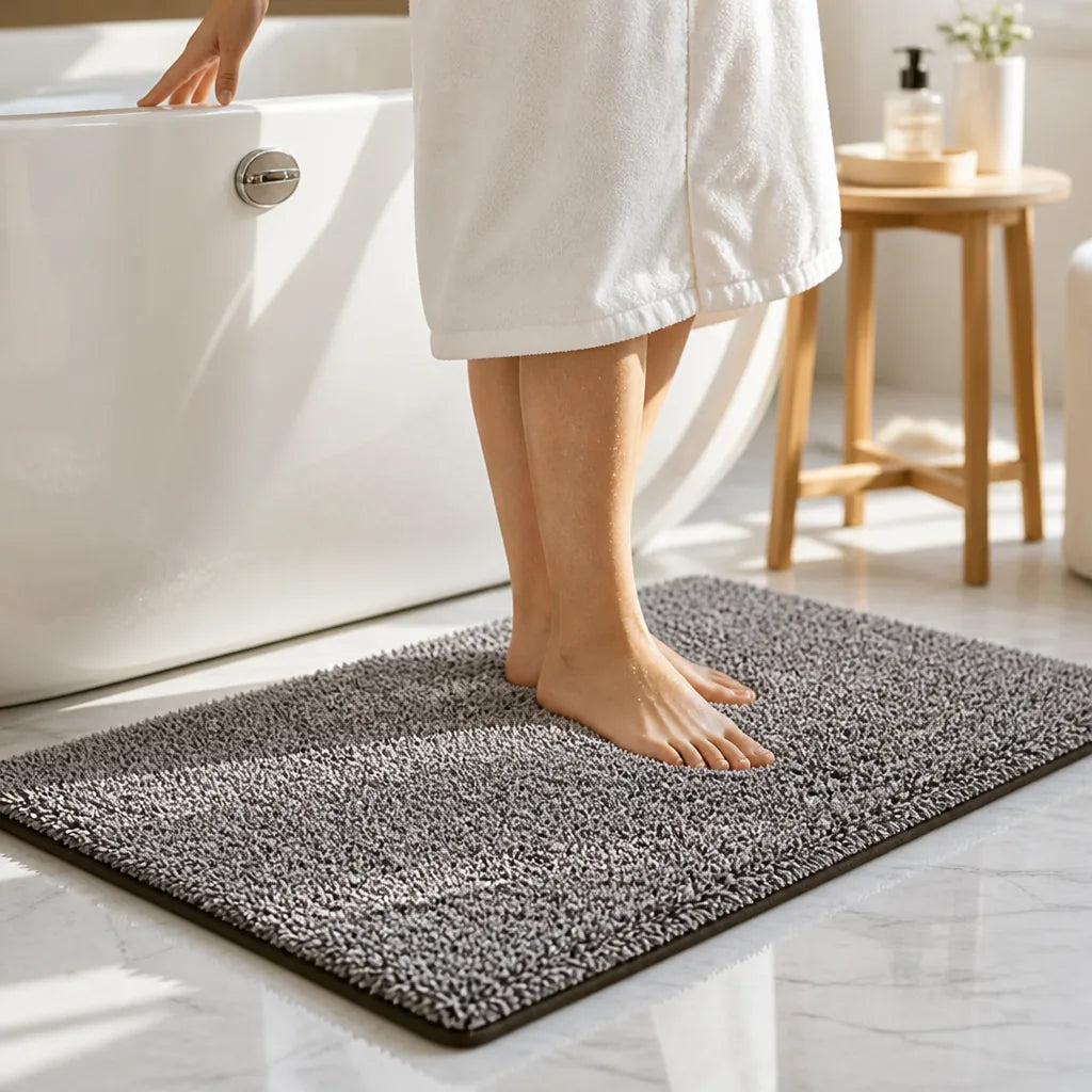 Plush Machine Washable Non-Slip Bathroom Shower Mat