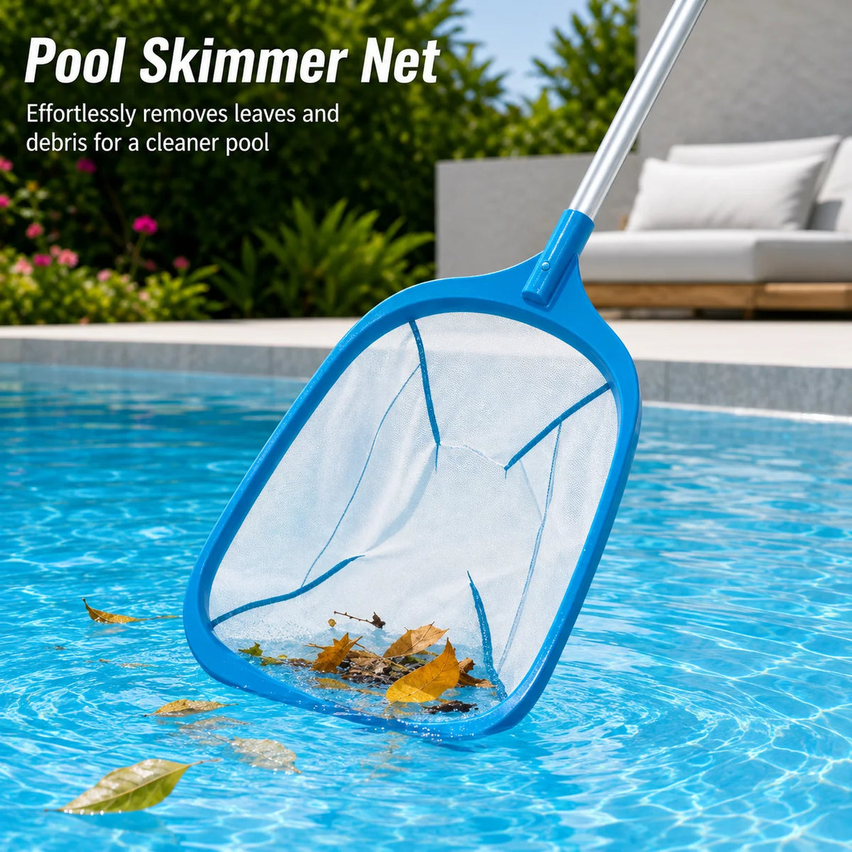 Pool Skimmer Net Fine Mesh Deep Net Aluminum Pole