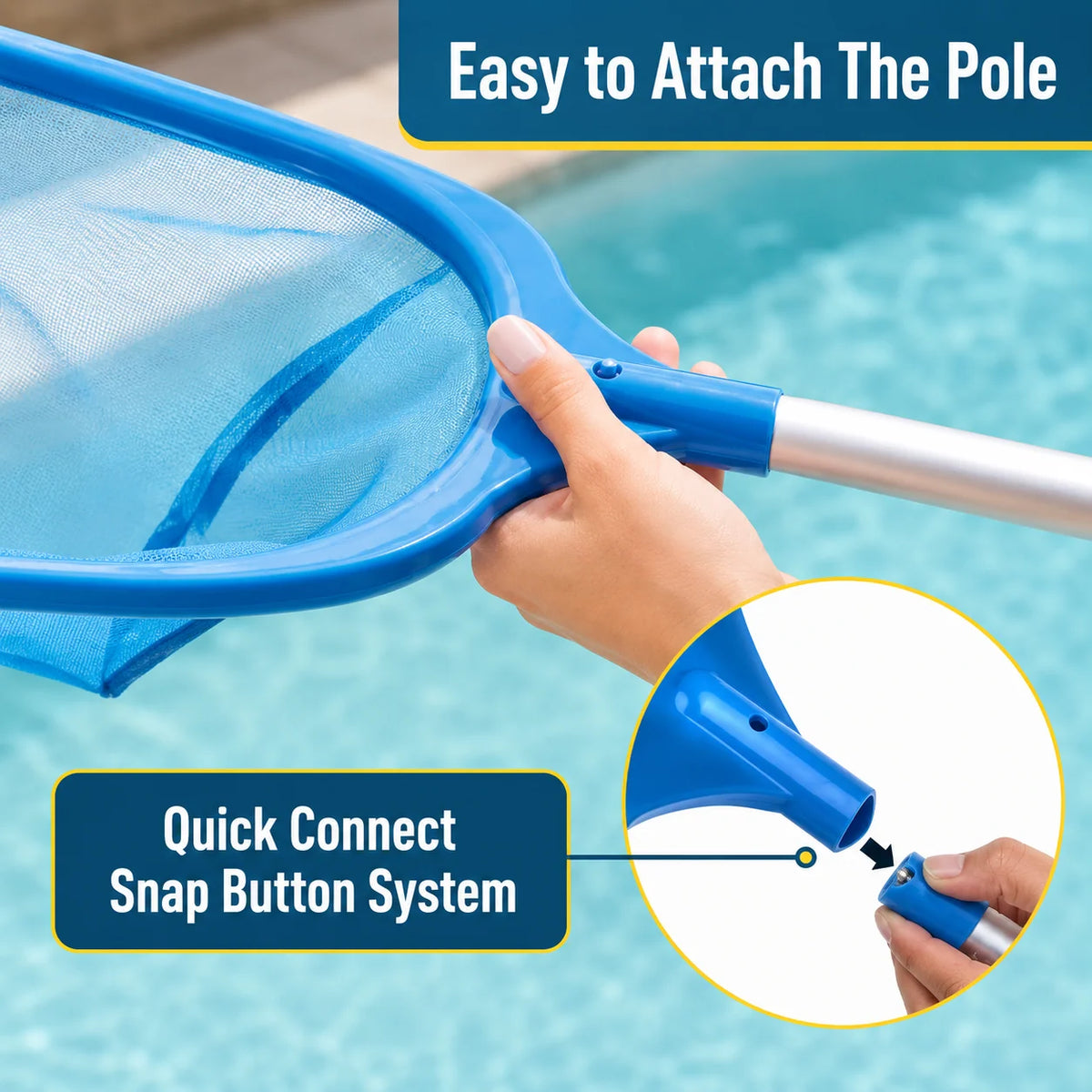 Pool Skimmer Net Fine Mesh Deep Net Aluminum Pole