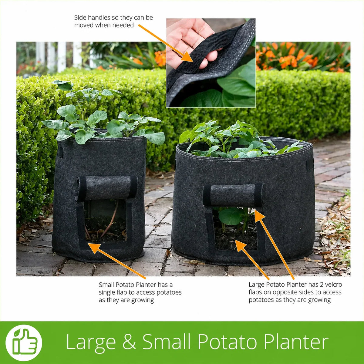Potato Grow Bag Heavy-Duty Geofelt Side Access Flaps