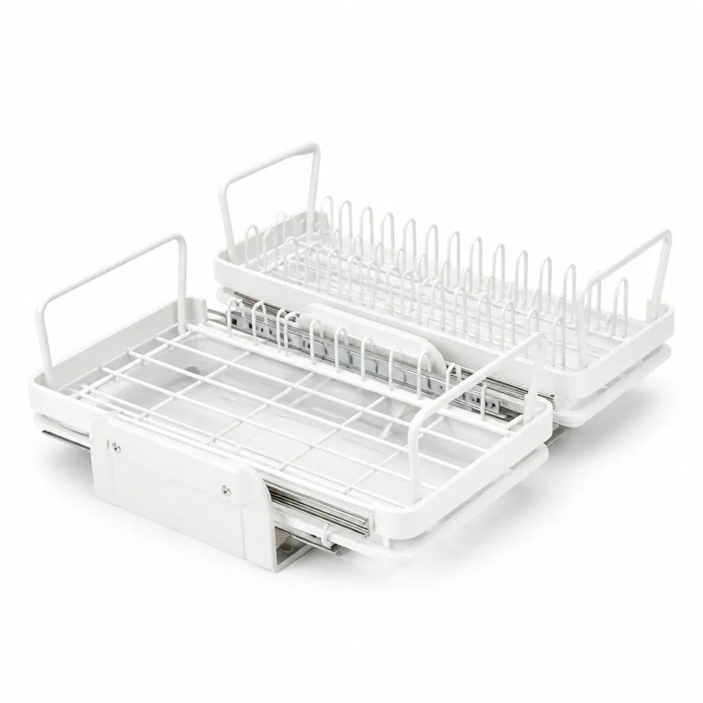 Pull-Out Dish Shelf Quiet Rails Plate & Bowl Organizer