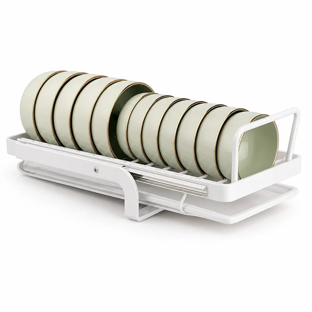 Pull-Out Dish Shelf Quiet Rails Plate & Bowl Organizer