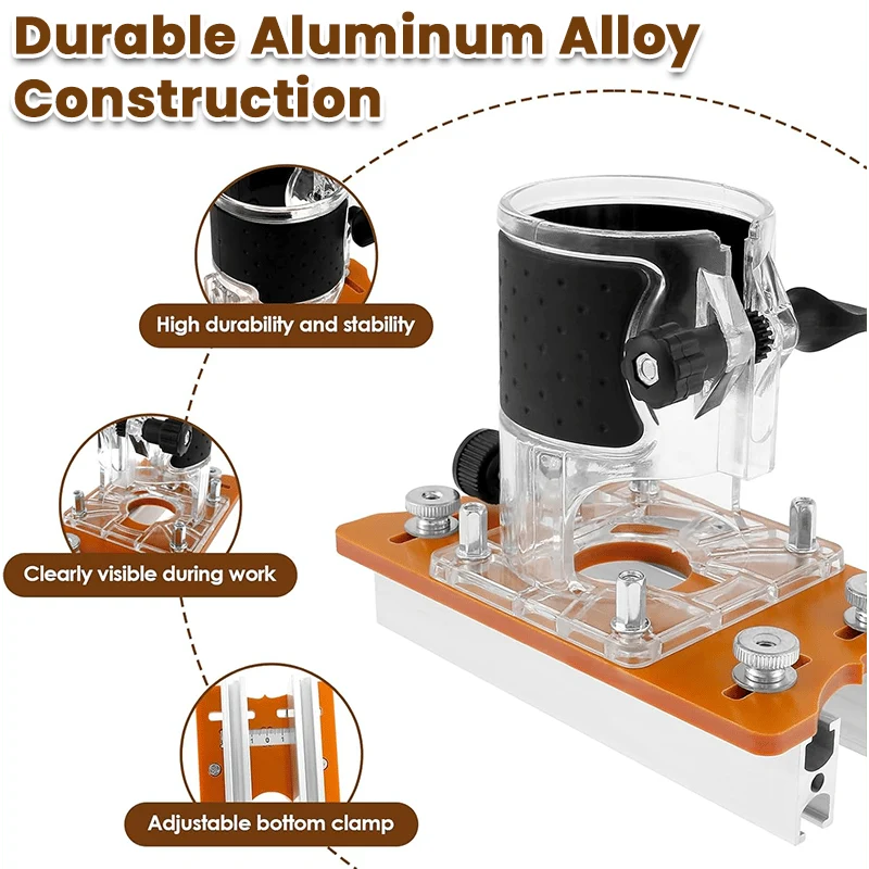 Router Base Plate Adjustable Aluminum Includes Router Bit
