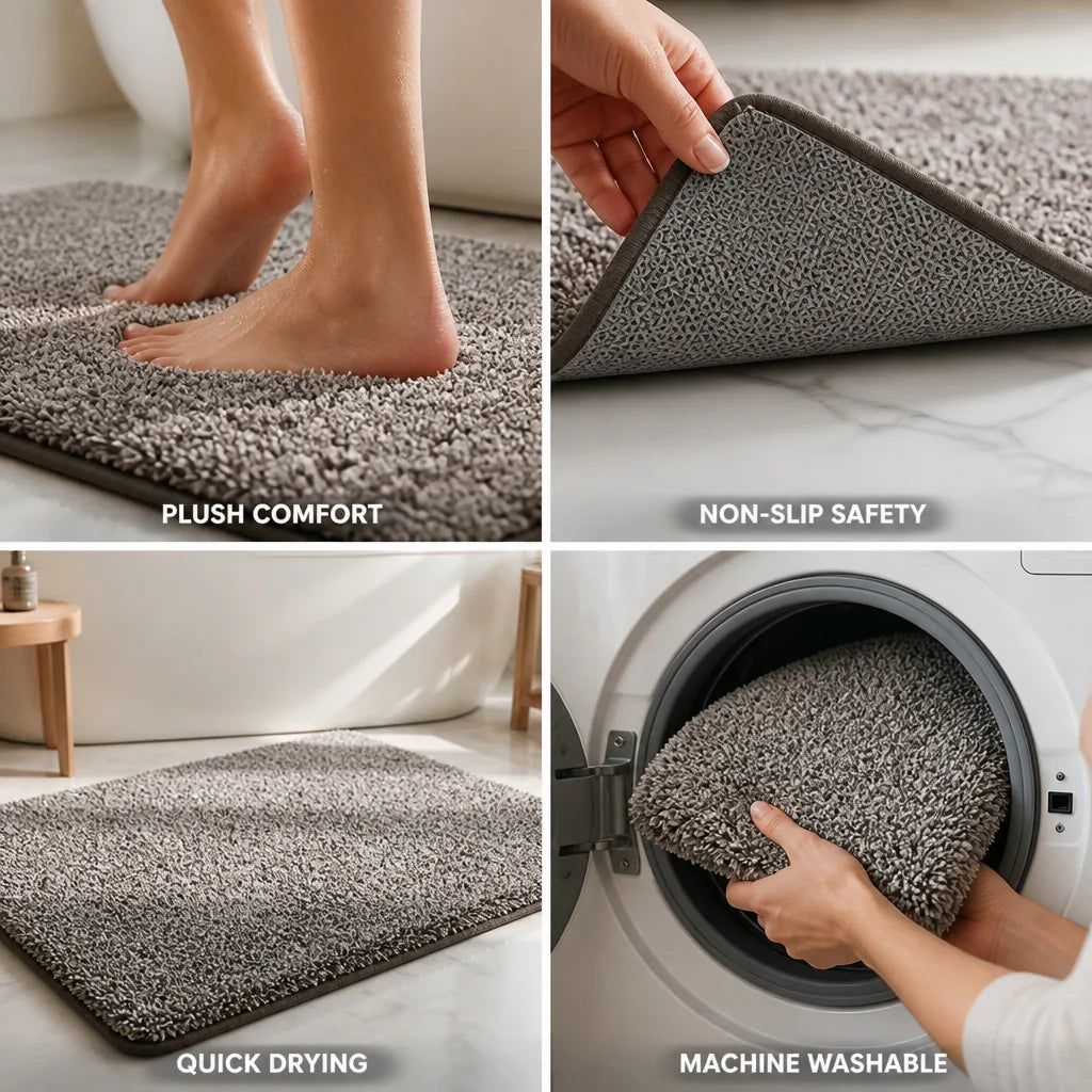 Shower Mat Plush Non-Slip & Quick-Drying