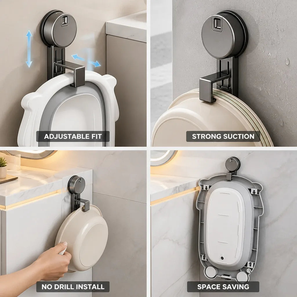 Sink Hook Suction Mount Adjustable No-Drill
