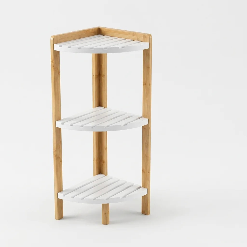Space-Saving Bamboo Corner Storage Shelf (3-Tier)