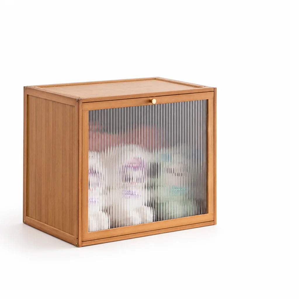Space-Saving Bamboo Storage Cabinet (Transparent Doors)