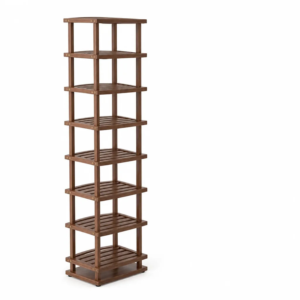 Space-Saving Open-Frame Shoe Organizer (Wood Shelves)
