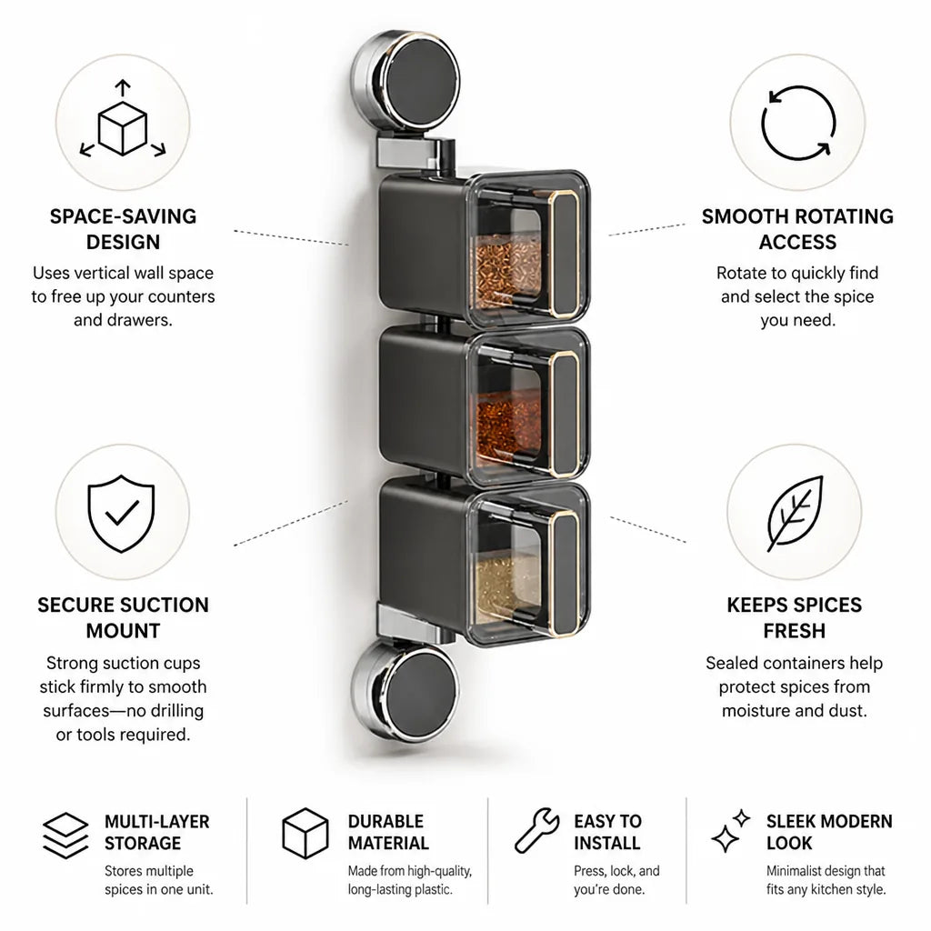 Spice Organizer Rotating Suction Cup Mount