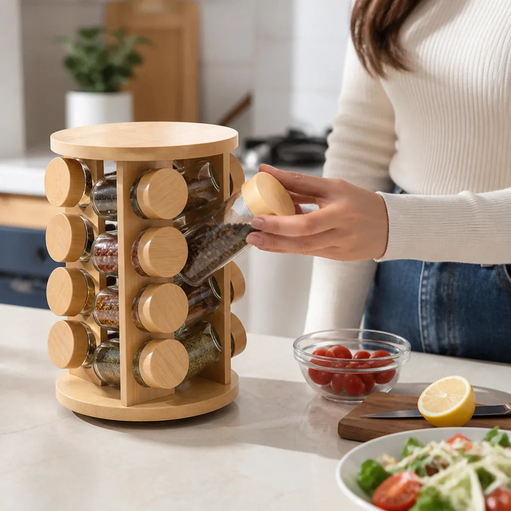 Spice Rack 360 Degree Rotating Stainless Steel Countertop Organizer