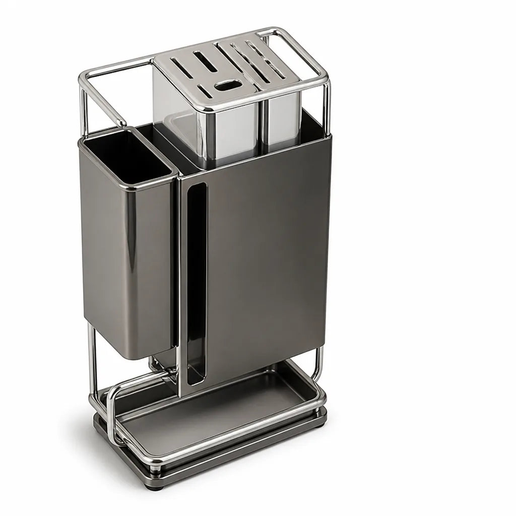 Stainless Steel Countertop Kitchen Knife Block (3-in-1)