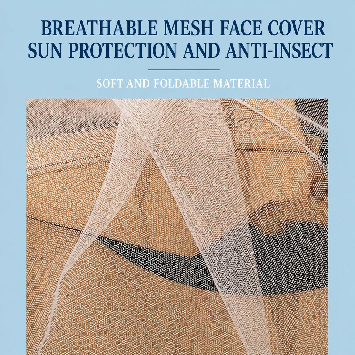 Sun Hat Wide Brim Breathable Mesh Face & Neck Cover Foldable Adjustable Fit