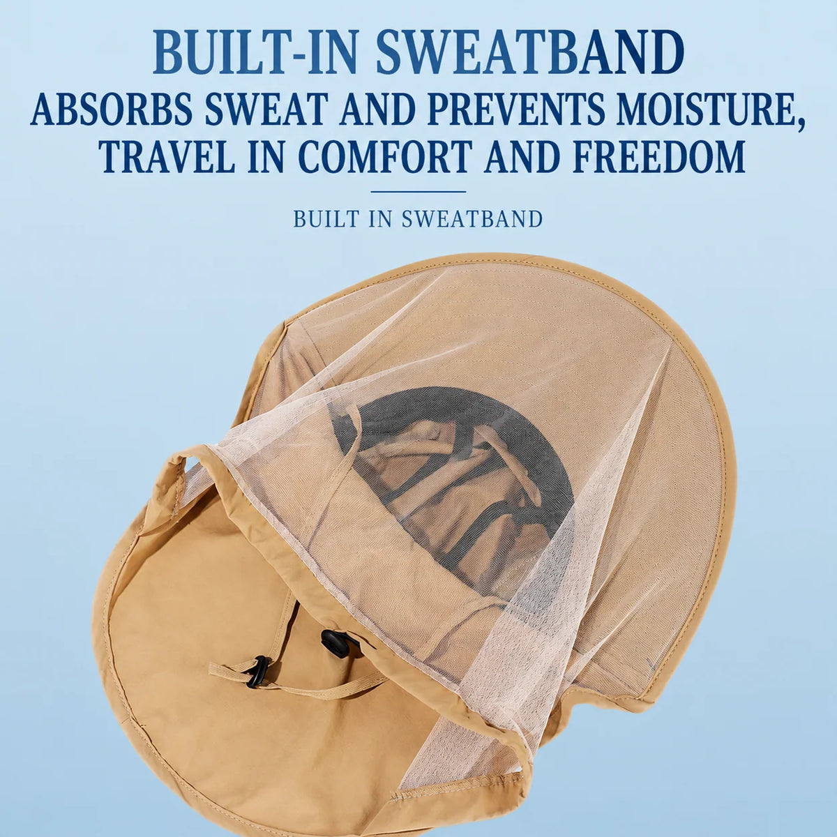 Sun Hat Wide Brim Breathable Mesh Face & Neck Cover Foldable Adjustable Fit