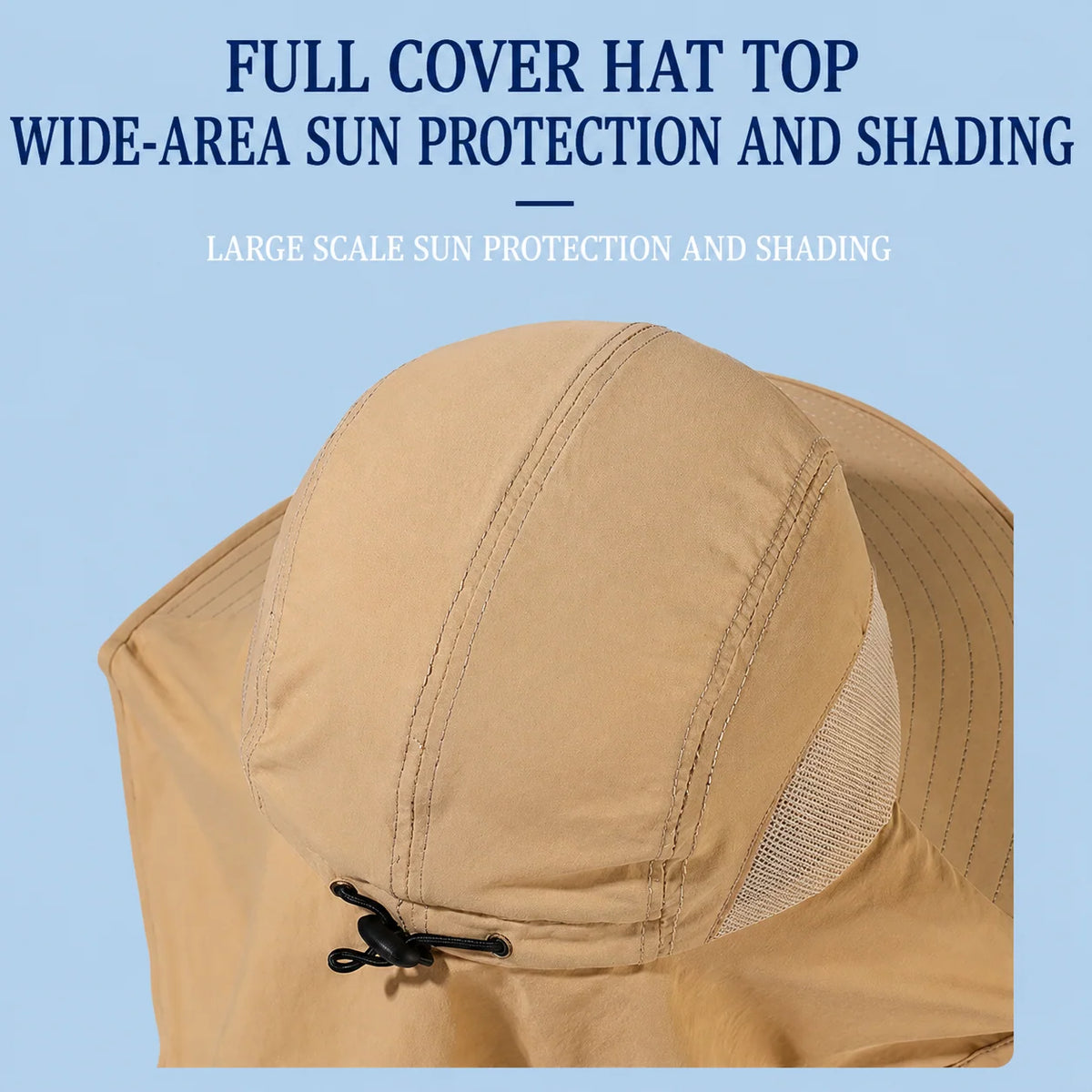 Sun Hat Wide Brim Breathable Mesh Face & Neck Cover Foldable Adjustable Fit