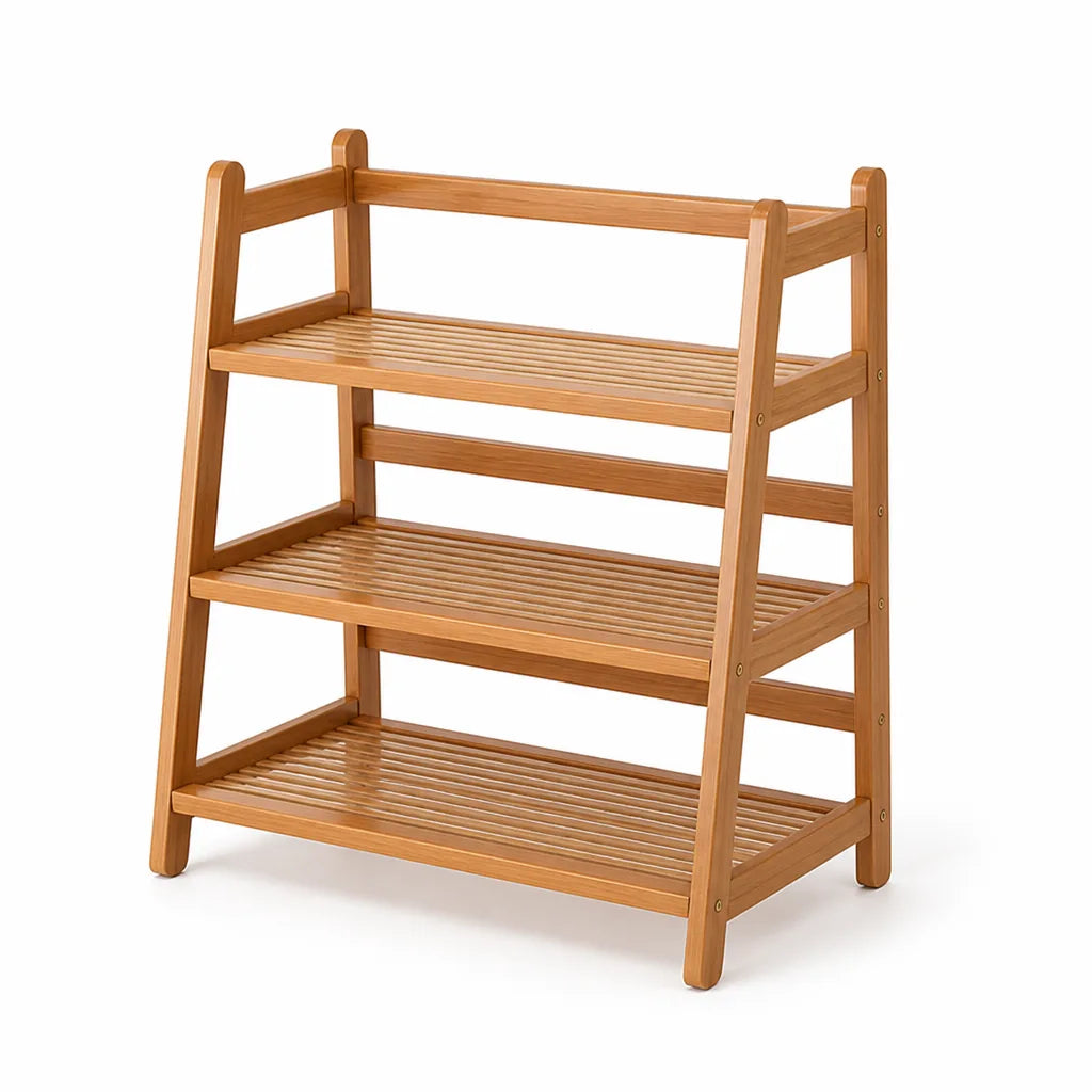 Tiered Open-Frame Natural Wood Mug Display Rack