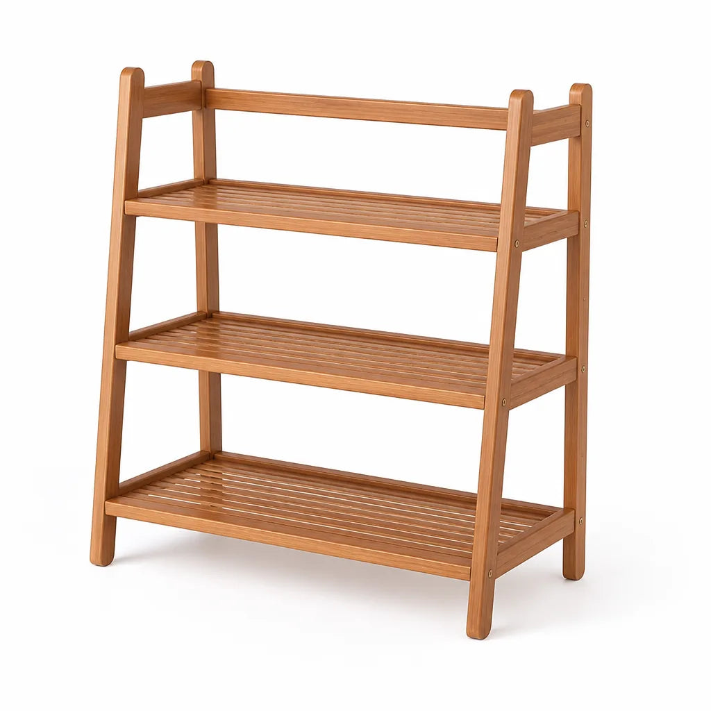 Tiered Open-Frame Natural Wood Mug Display Rack