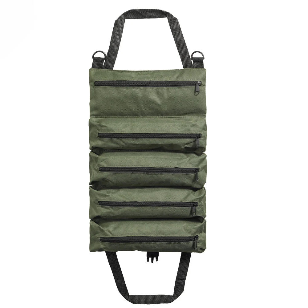 Tool Organizer Bag Canvas Roll-Up Design 5 Zippered Pockets