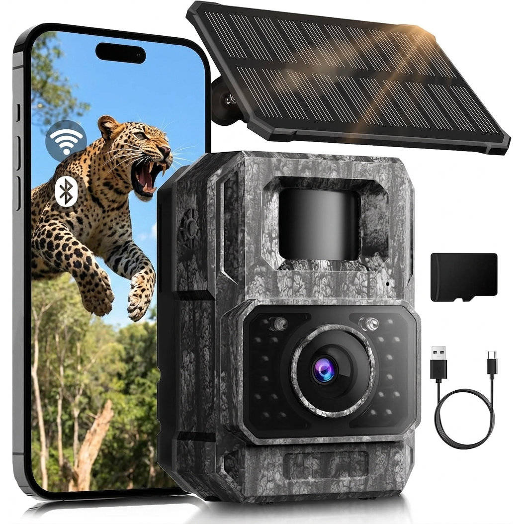 Trail Camera Solar-Powered 4K Video Night Vision