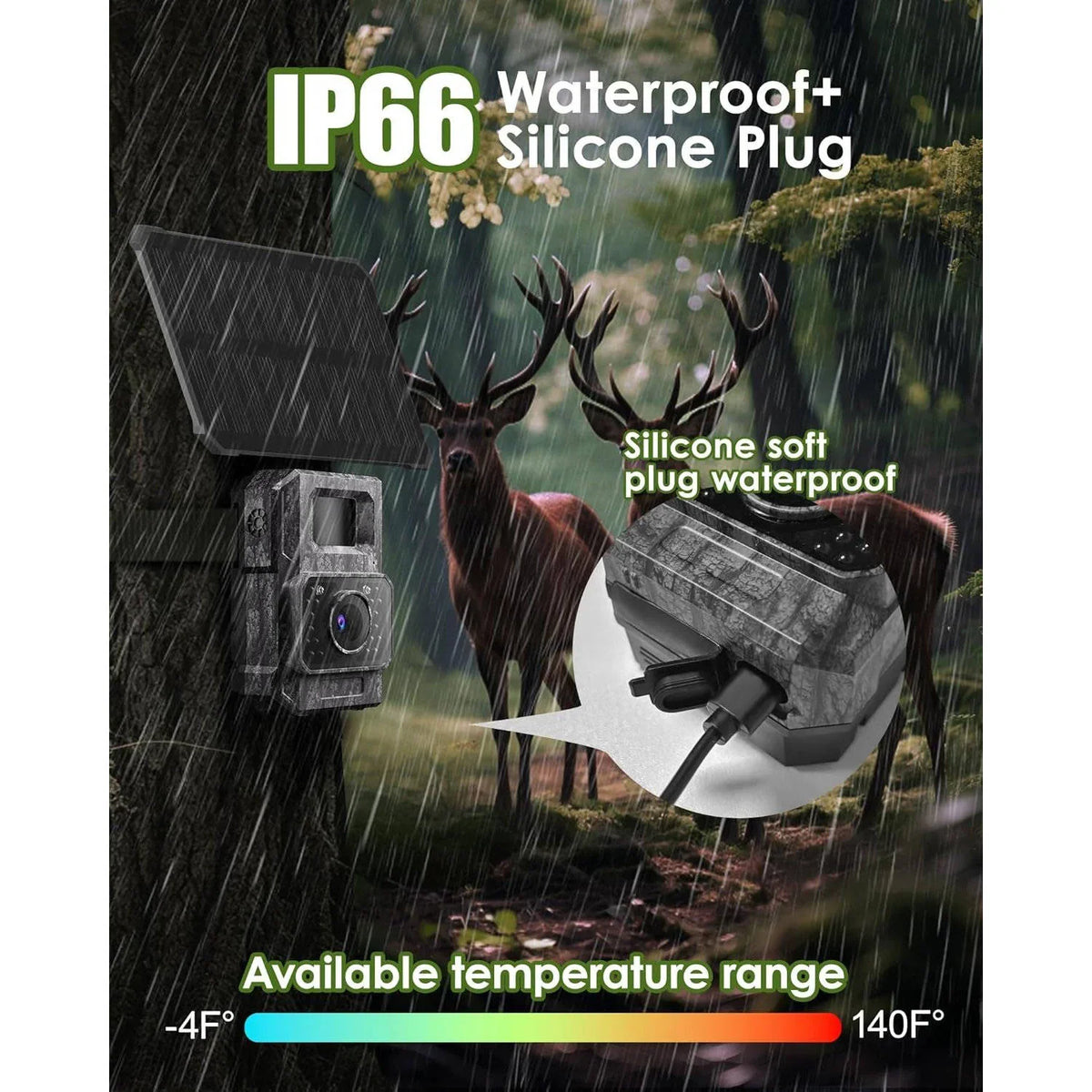 Trail Camera Solar-Powered 4K Video Night Vision