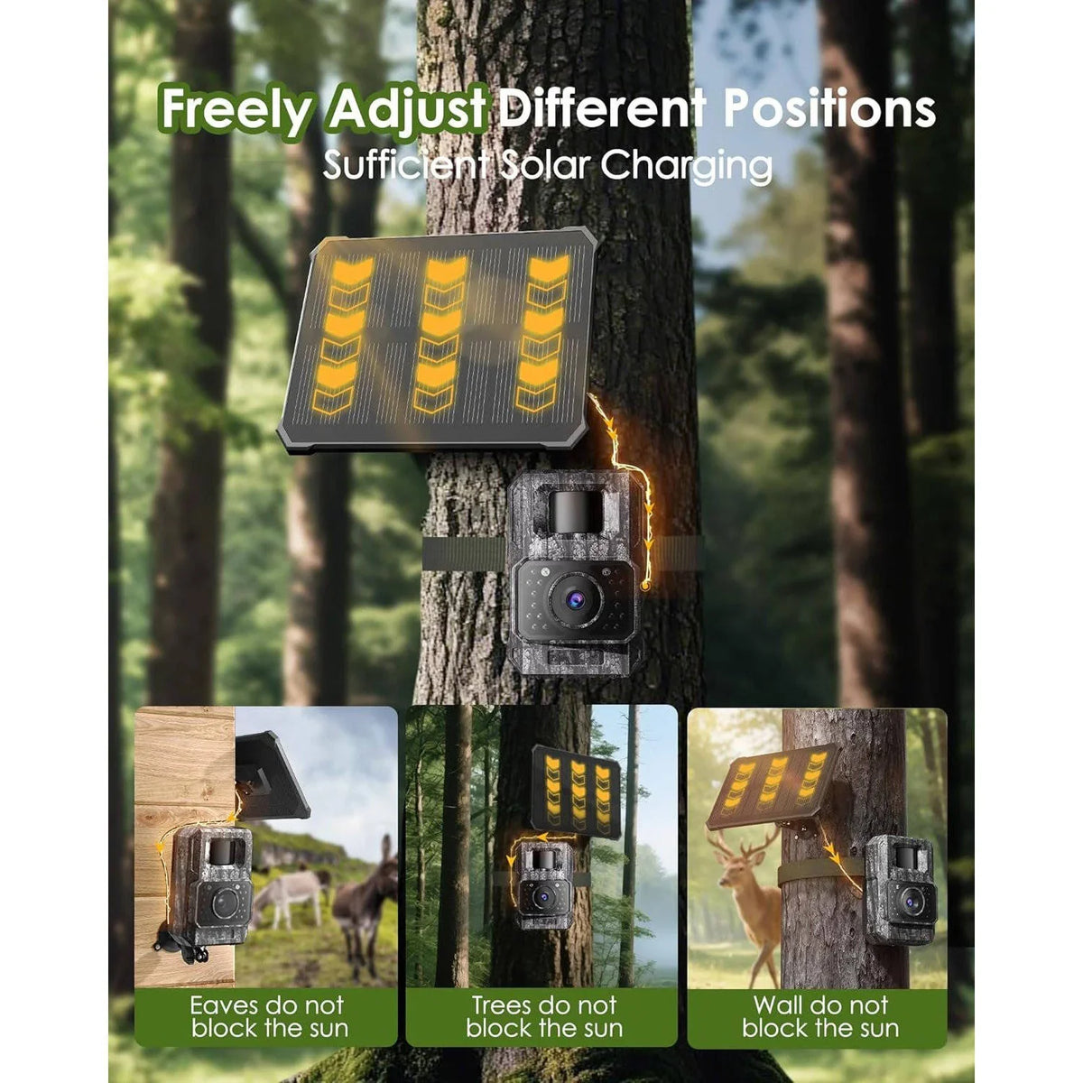 Trail Camera Solar-Powered 4K Video Night Vision