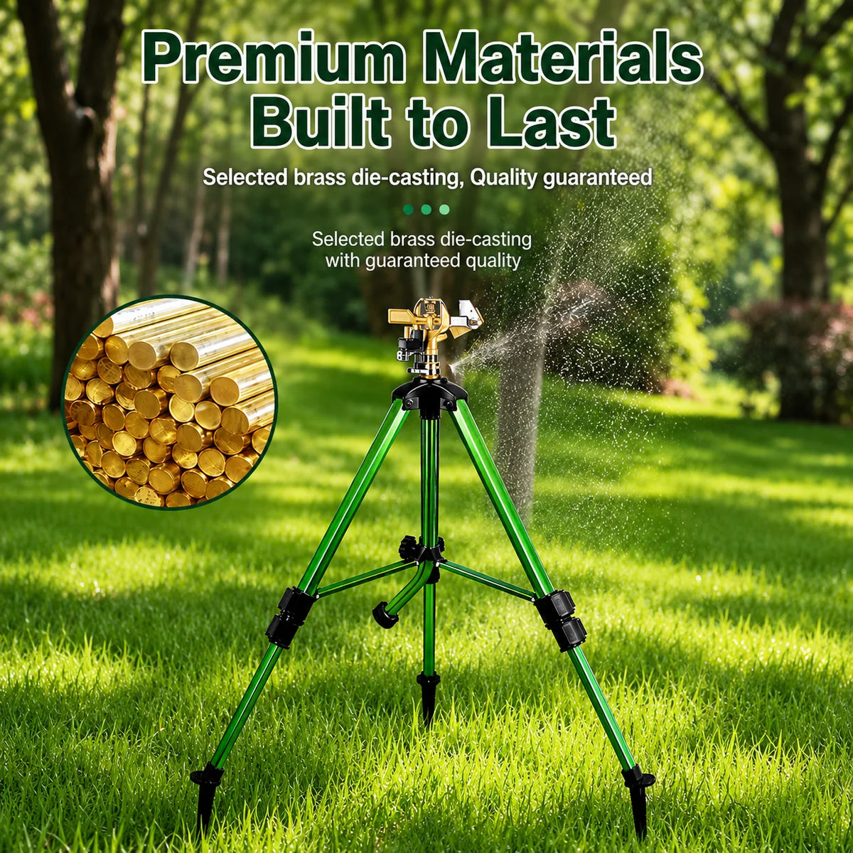 Tripod Sprinkler 360° Rotating Brass Head Foldable Tripod