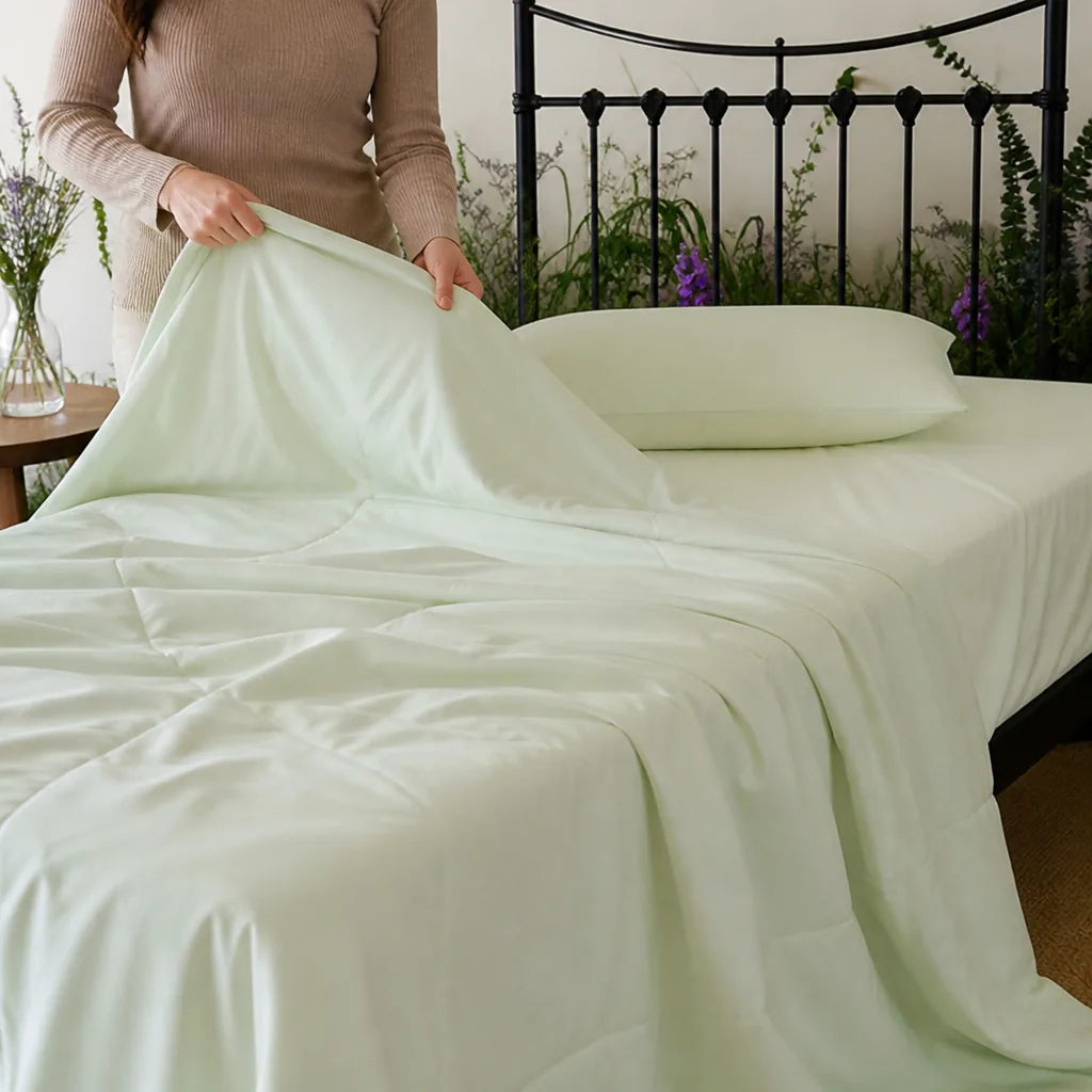 Ultra-Light Quilted Duvet Bedding Set With Elastic Fitted Sheet (3-Piece)