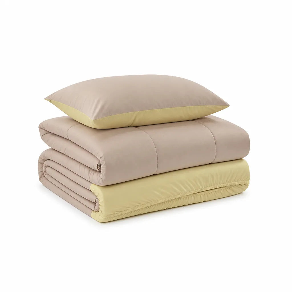 Ultra-Light Quilted Duvet Bedding Set With Elastic Fitted Sheet (3-Piece)