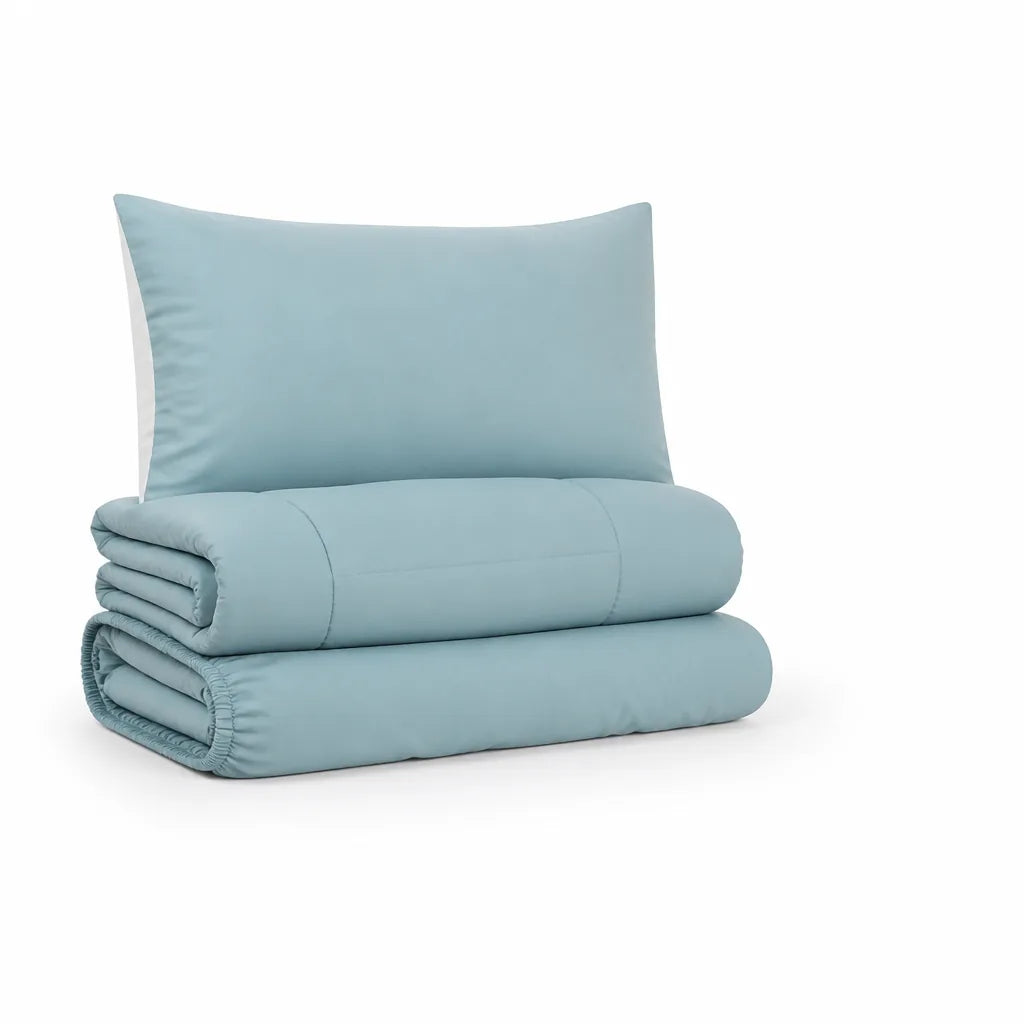 Ultra-Light Quilted Duvet Bedding Set With Elastic Fitted Sheet (3-Piece)