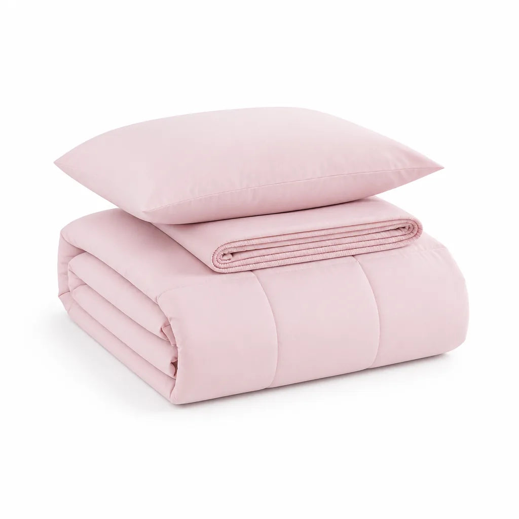 Ultra-Light Quilted Duvet Bedding Set With Elastic Fitted Sheet (3-Piece)