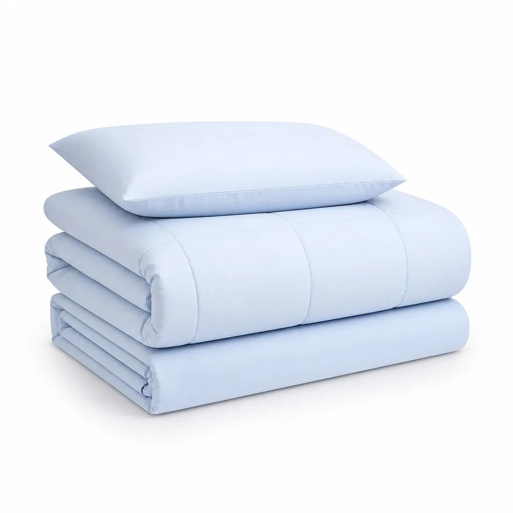 Ultra-Light Quilted Duvet Bedding Set With Elastic Fitted Sheet (3-Piece)
