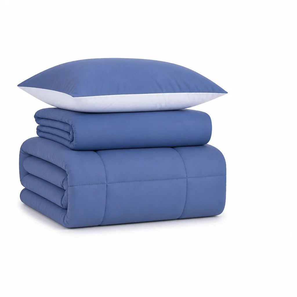 Ultra-Light Quilted Duvet Bedding Set With Elastic Fitted Sheet (3-Piece)