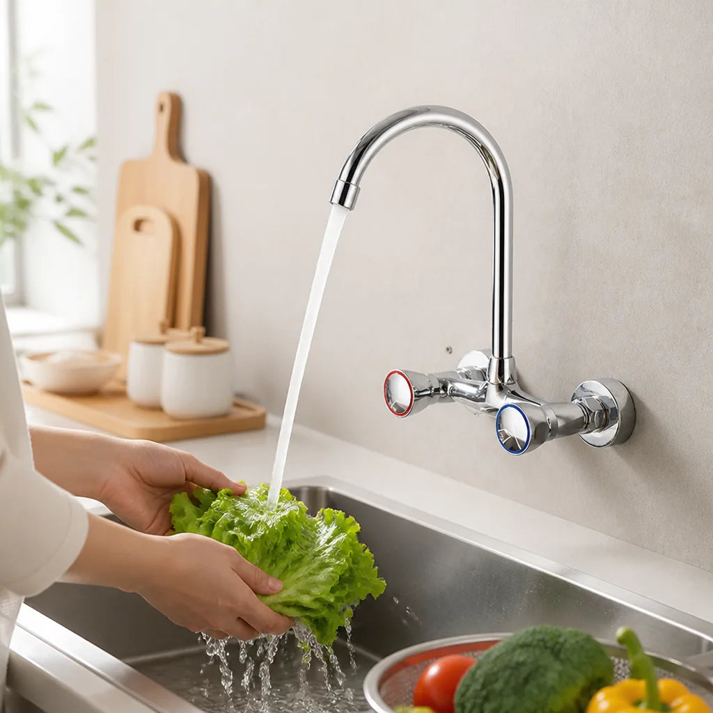 Wall-Mounted Kitchen Faucet Concealed Ceramic Valve & Copper Core
