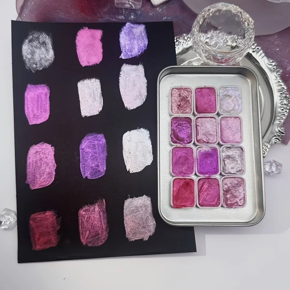 Watercolor Paint Set Shimmering 12 Colors Non-Toxic