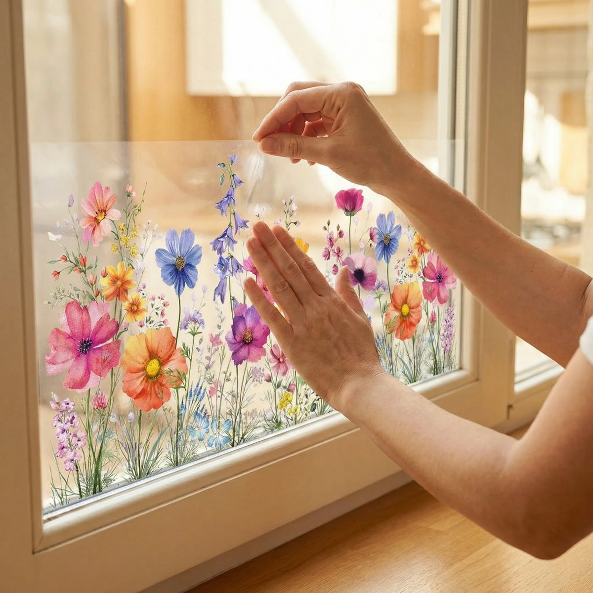 Window Clings Watercolor Floral Double-Sided Set of 3