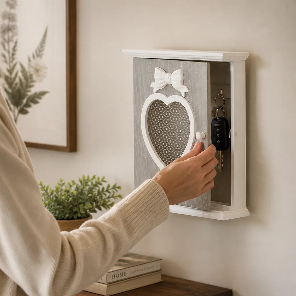 Wood Heart-Shaped Entryway Wall Cabinet