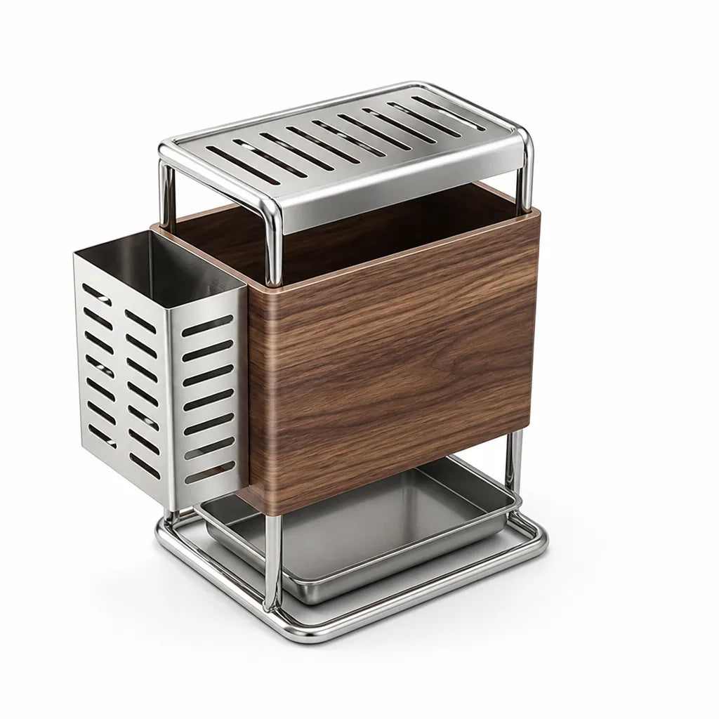 Wood-Look Cutlery & Cutting Board Storage Knife Holder