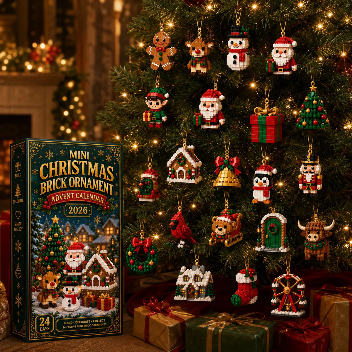Advent Calendar Buildable Brick Ornaments Set of 24