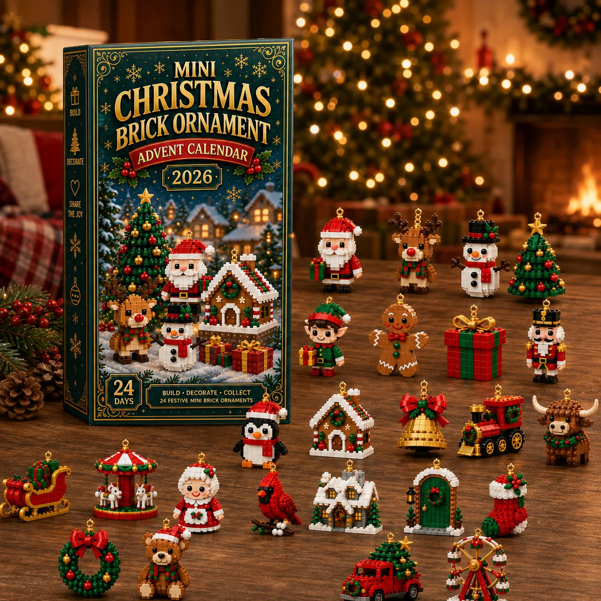 Advent Calendar Buildable Brick Ornaments Set of 24