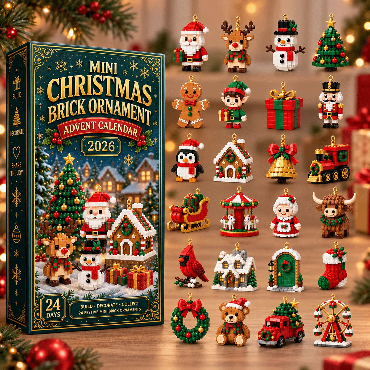 Advent Calendar Buildable Brick Ornaments Set of 24