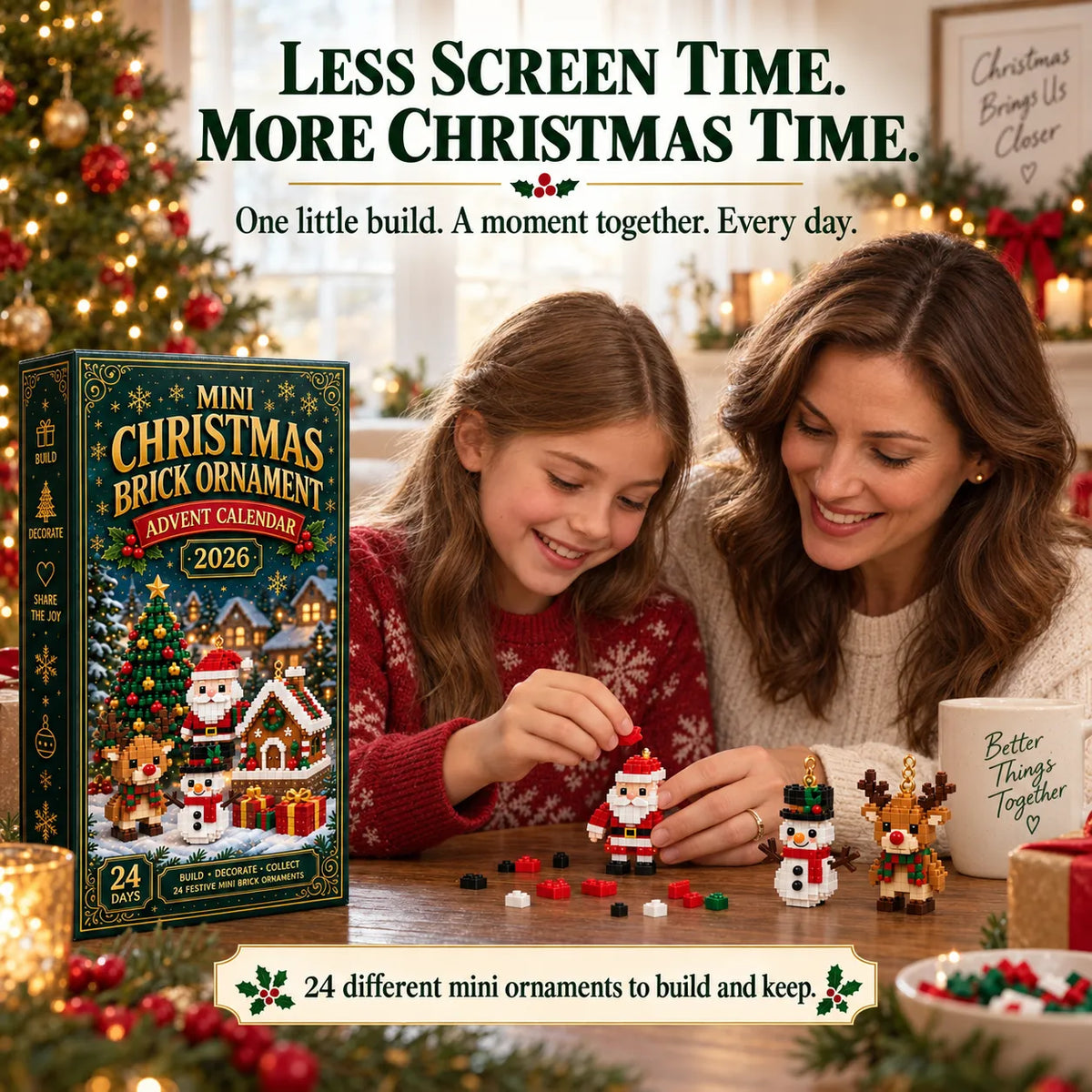 Advent Calendar Buildable Brick Ornaments Set of 24