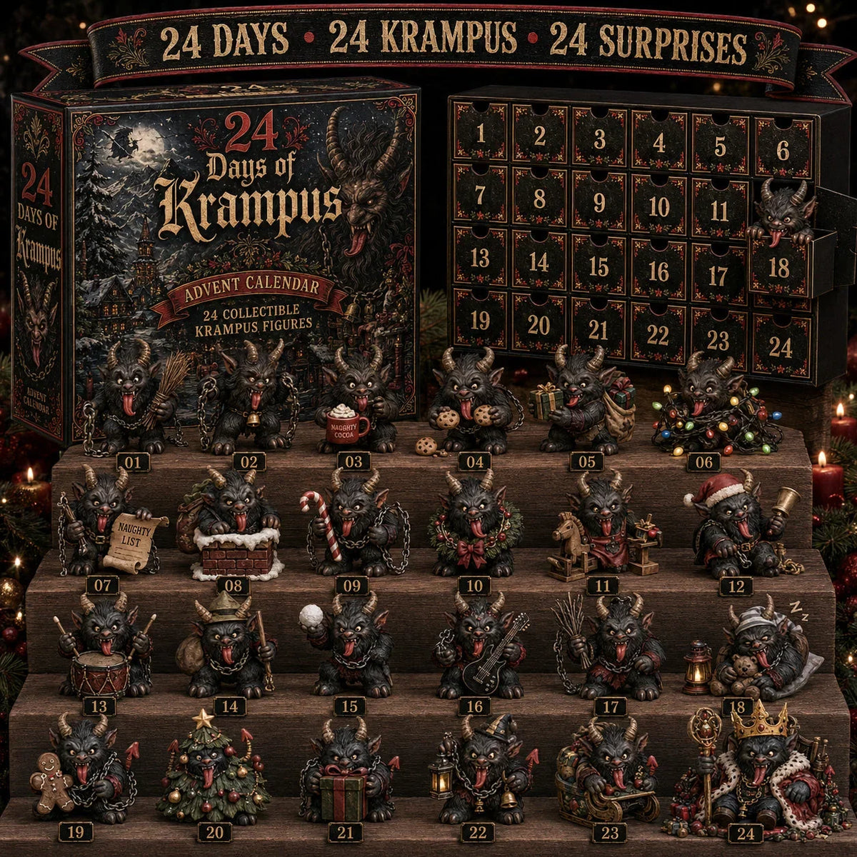 Advent Calendar Gothic Krampus Design 24-Day Countdown