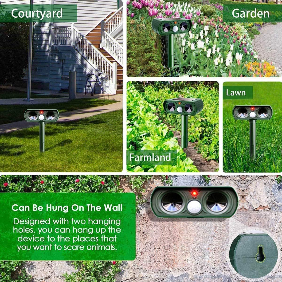 Animal Repeller Solar-Powered Motion-Activated Ultrasonic Waterproof