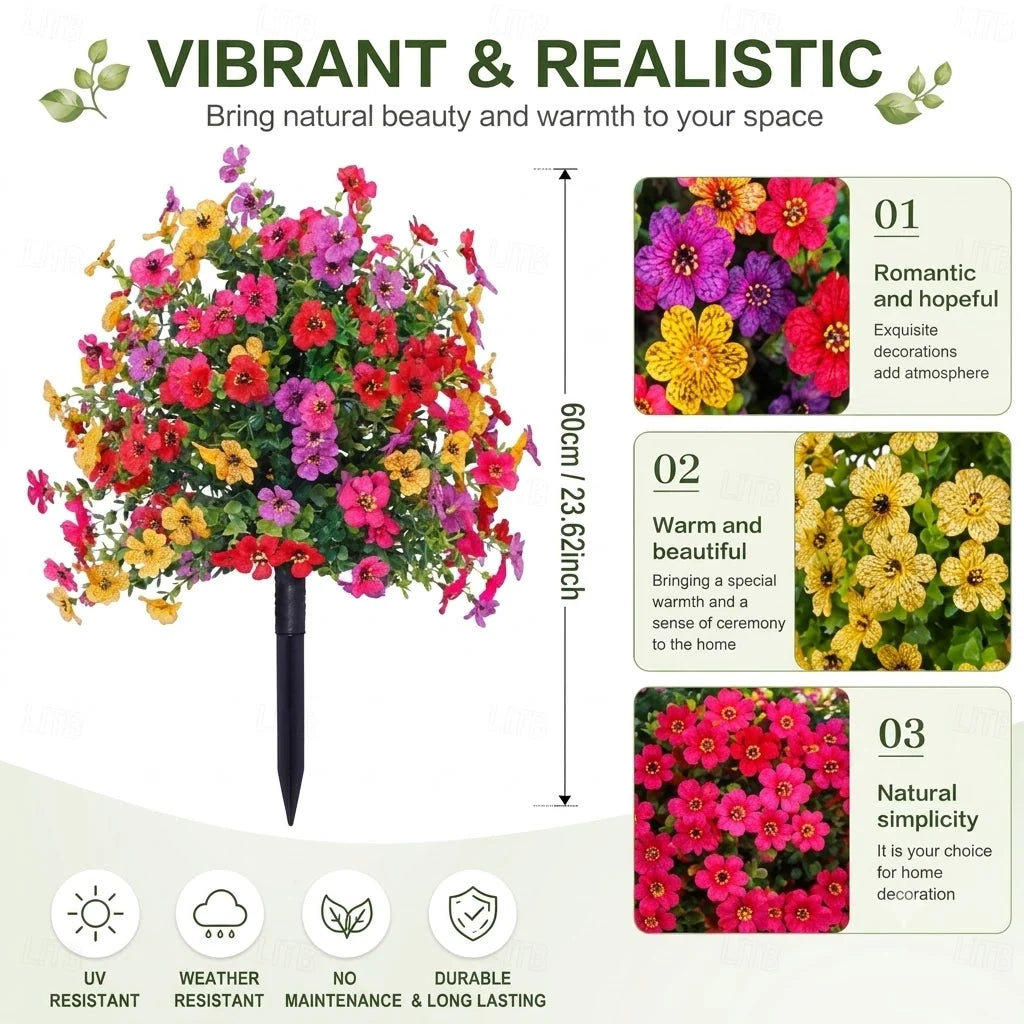 Artificial Flower Garden Stake UV & Fade Resistant 22-Inch