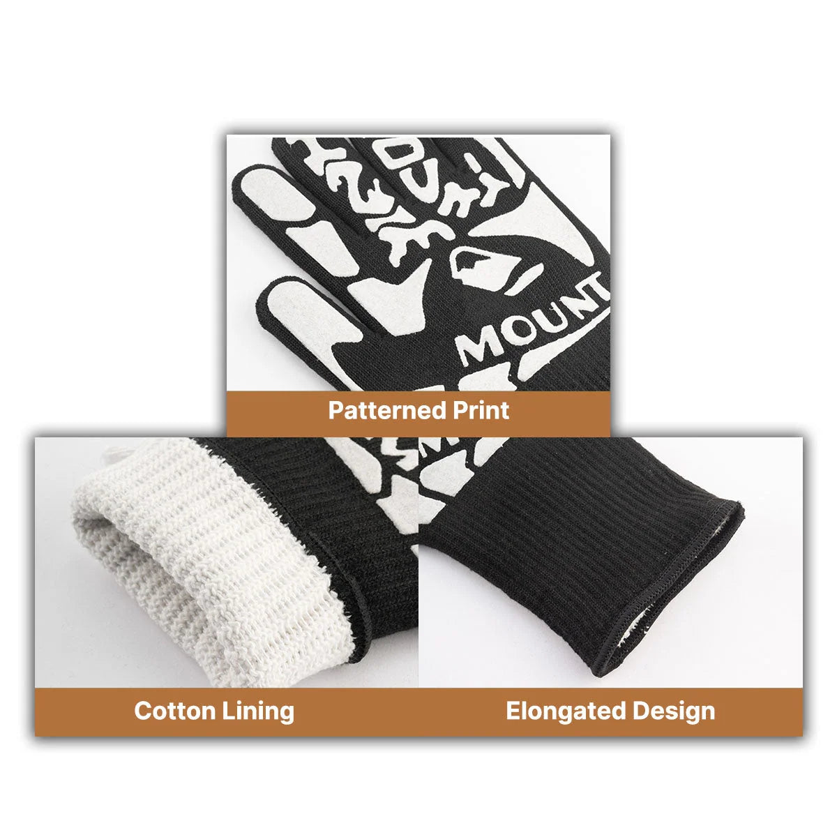 BBQ Gloves Heat-Resistant to 1472°F Extended Cuffs Non-Slip Grip