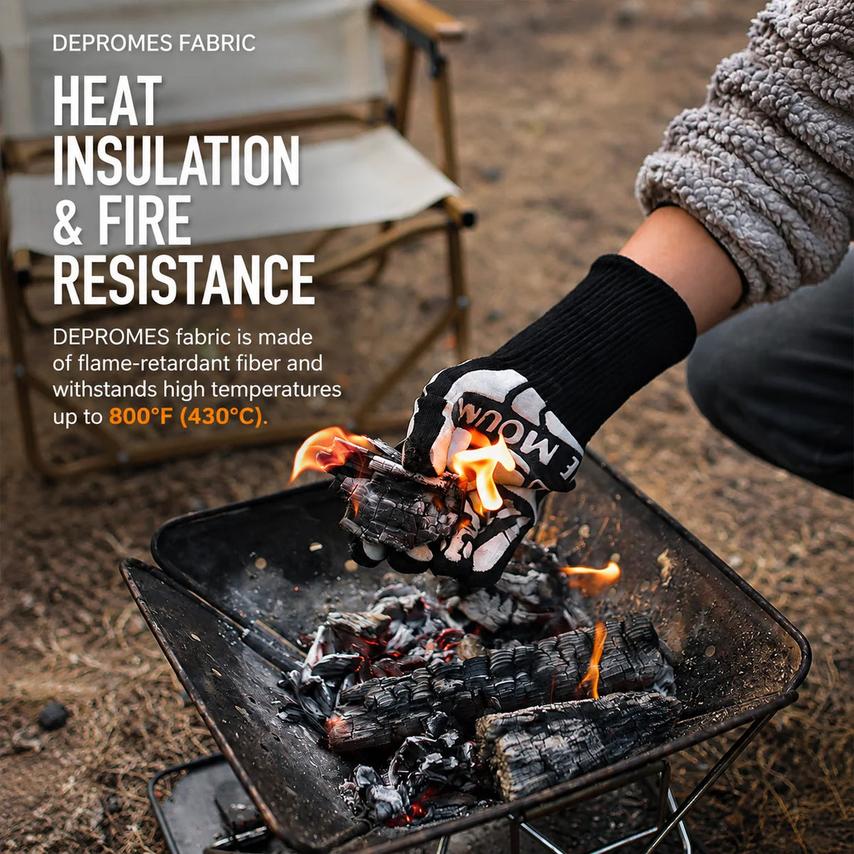 BBQ Gloves Heat-Resistant to 1472°F Extended Cuffs Non-Slip Grip