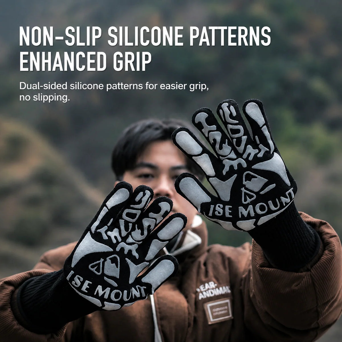 BBQ Gloves Heat-Resistant to 1472°F Extended Cuffs Non-Slip Grip