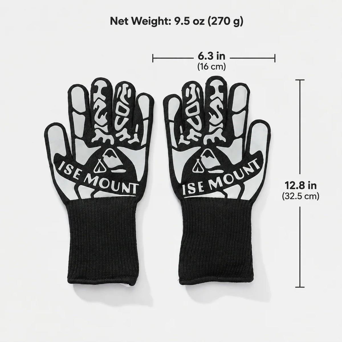 BBQ Gloves Heat-Resistant to 1472°F Extended Cuffs Non-Slip Grip