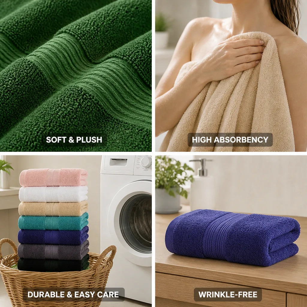 Bath Towel Plush Terry High Absorbency 100% Cotton
